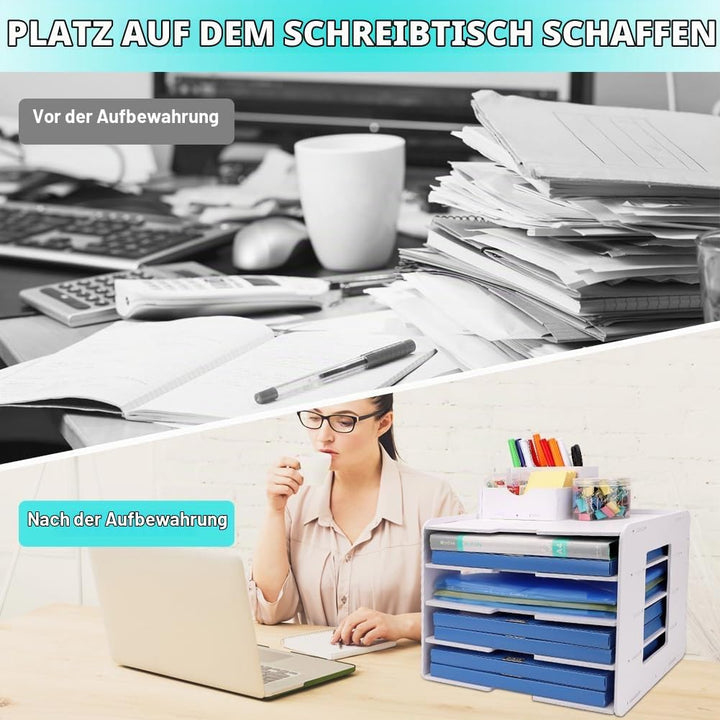 Umllpet Schreibtisch Organizer Briefablage, Stapelbares Dokumentenablage, A4 Papier Aktenaufbewahrun