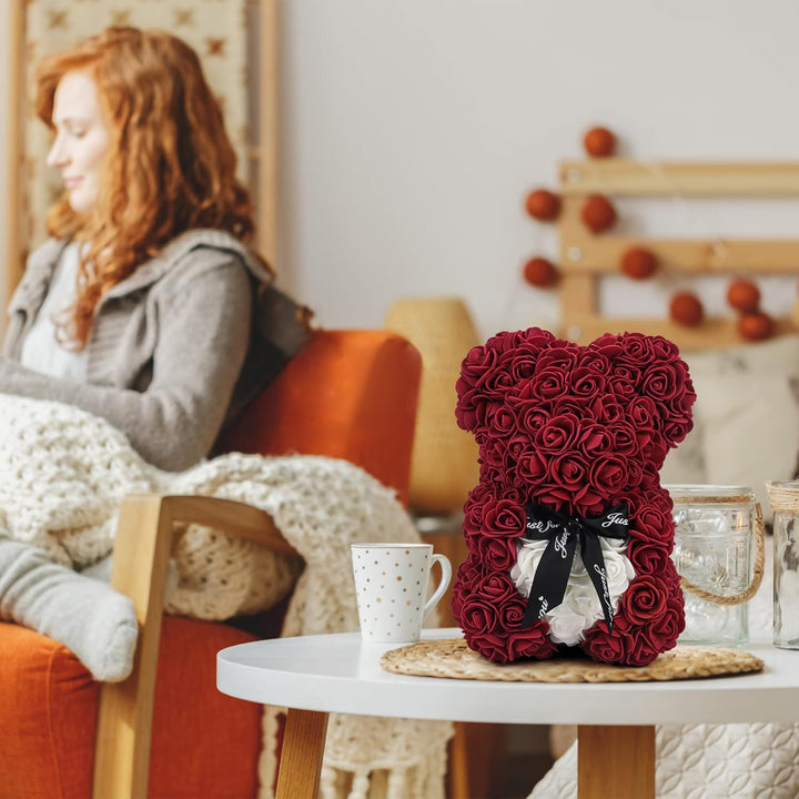 ROSEBEWU Hugz Rose Teddybär, 25,4 cm, über 250 Dutzend künstliche Blumen, einzigartige Geschenke, Ge