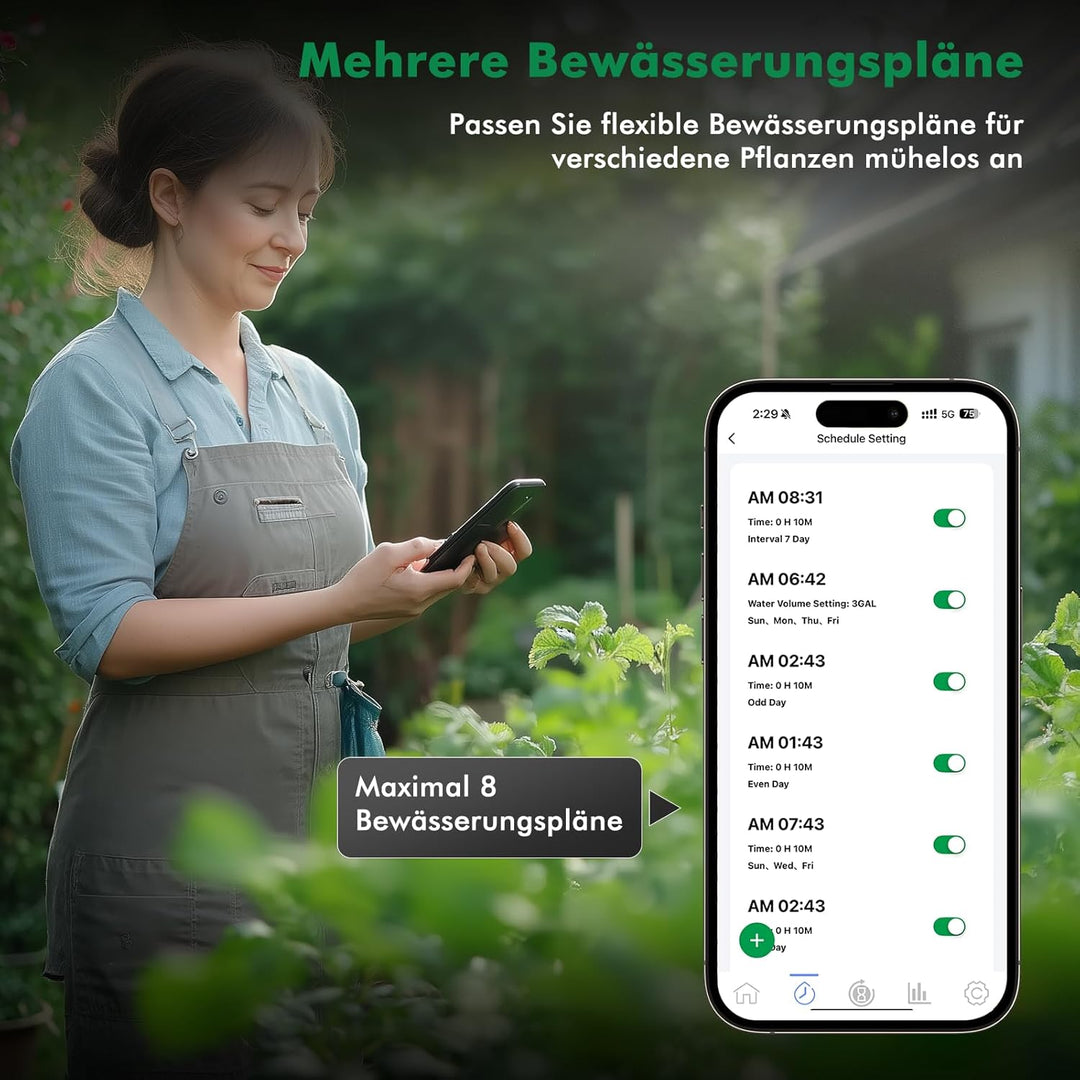 RESTMO 1 Zonen Bewässerungscomputer mit integriertem Bluetooth+Wi-Fi Chip und App-Steuerung, automat