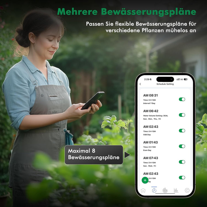 RESTMO 1 Zonen Bewässerungscomputer mit integriertem Bluetooth+Wi-Fi Chip und App-Steuerung, automat
