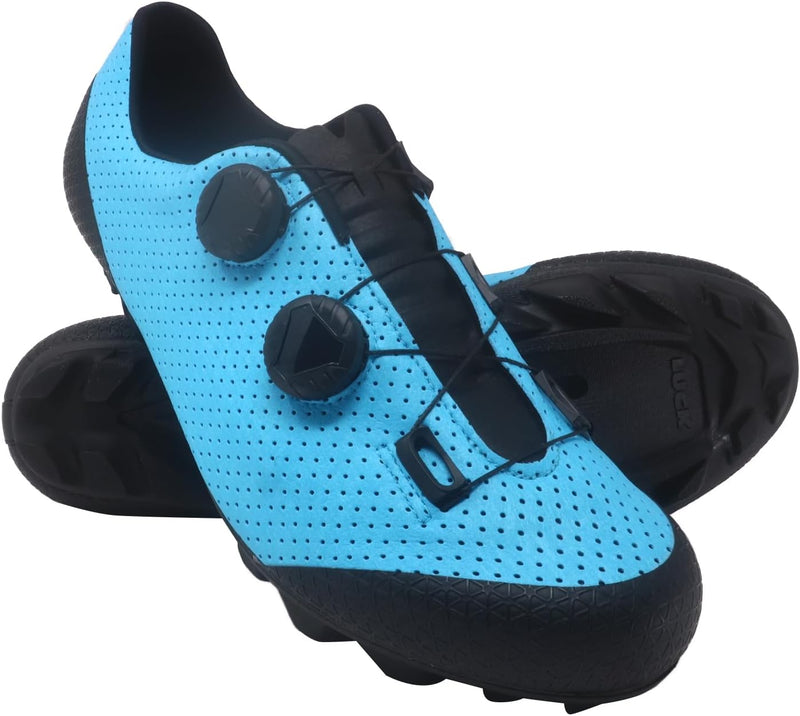 LUCK Panter Fahrradschuhe für MTB, mit Carbonsohle und doppeltem Drehverschluss. 42 EU Blau, 42 EU B