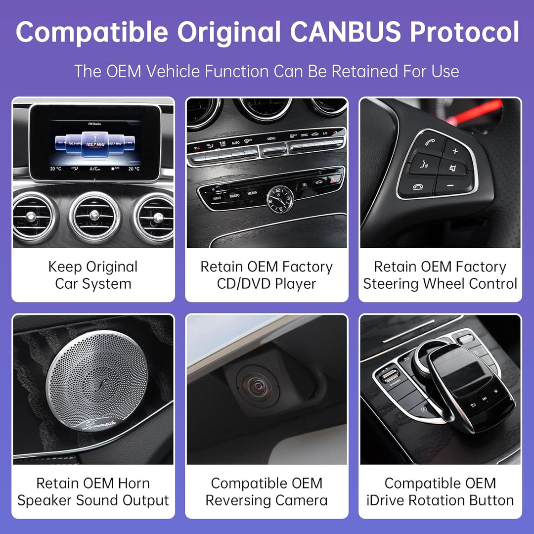Road Top 10,25 Zoll Autoradio Drahtloses CarPlay Android Auto Touchscreen für Mercedes Benz C GLC V