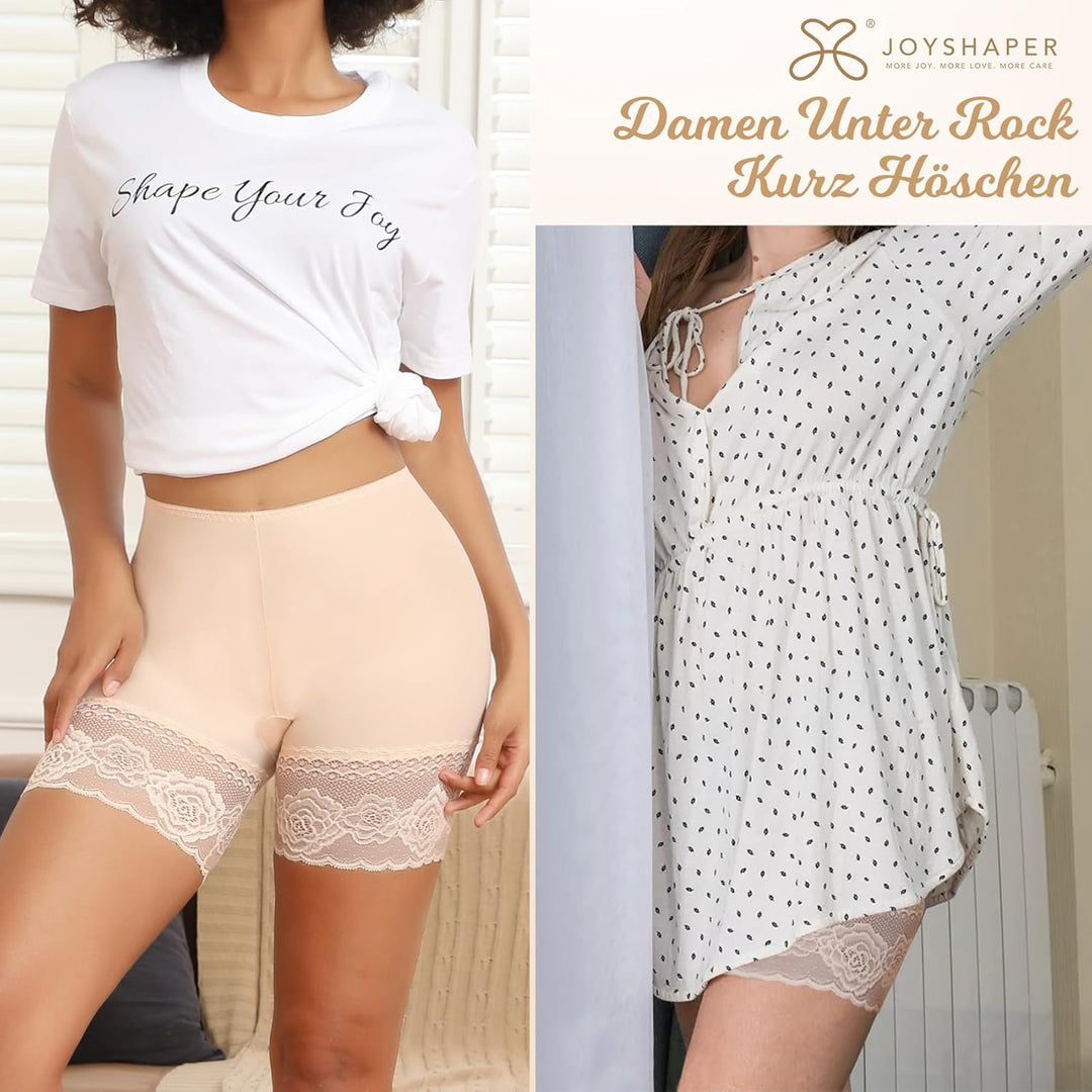 Joyshaper Damen Unterhose Unter Rock Kurz Hose Anti-Chafing Spitze Shorts Sicherheit Panty Lace Legg