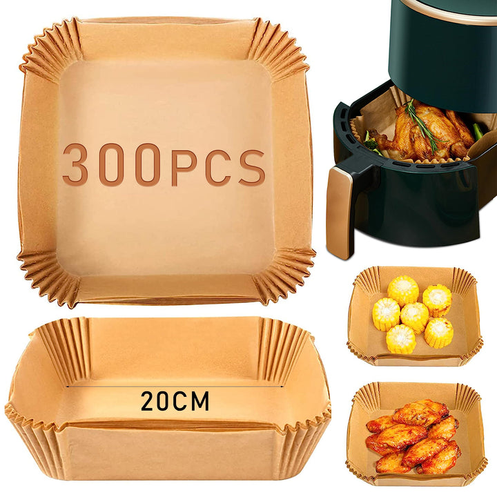 300 Stück Backpapier für Heissluftfritteuse 4,5L-8L, Fuwnvuwn 20-24cm Airfryer Backpapier Pergamentp