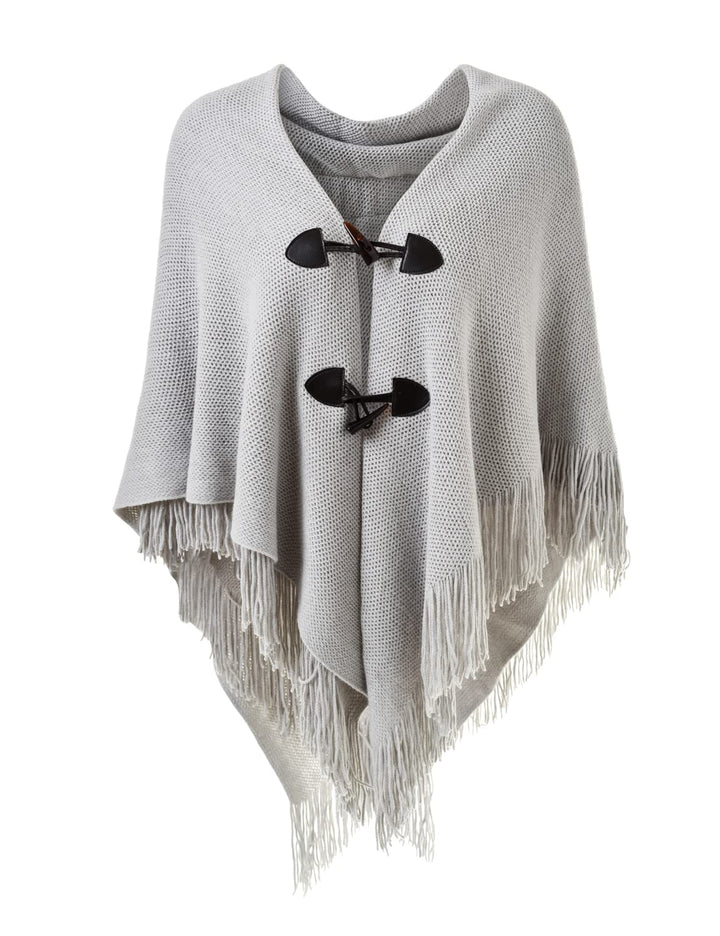 Ferand Damen Poncho Locker sitzender Cape Schal mit offener Vorderseite für Herbst und Winter Grau,