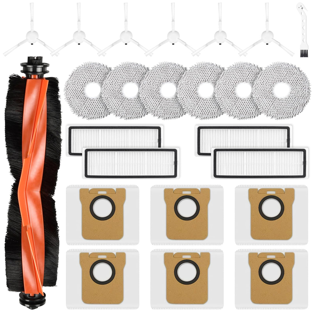 NIXOOT 24 Stück Zubehörset für Xiaomi X20+ / X10+ Saugroboter, Ersatzteile 1 Hauptbürste 6 Wischpad