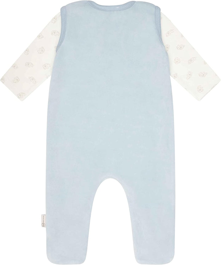 Steiff Unisex Baby Set Strampler mit Fuss + T-Shirt Langarm Kleinkind-Schlafanzüge 74 Celestial Blue
