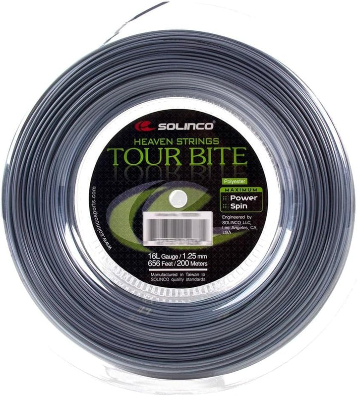Solinco Tour Bite Tennisschlägersaite, Spule 200 m Silber, 200 m Silber
