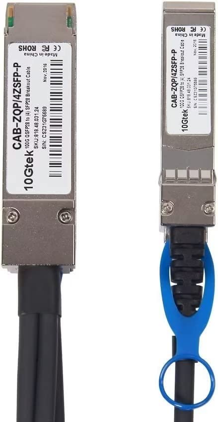 10Gtek 100G QSFP28 to 4X 25G SFP28 Breakout DAC Passive Direct Attach Copper Twinax Cable for Cisco