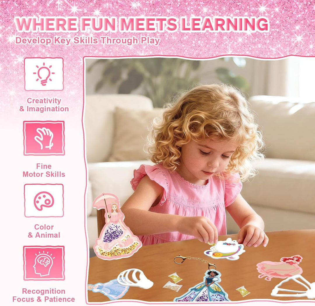 Goorder Geschenke für Mädchen 6 7 8 9 10 Jahre, Prinzessinnen &amp; Einhörner Kit DIY Shake Glitter Bast