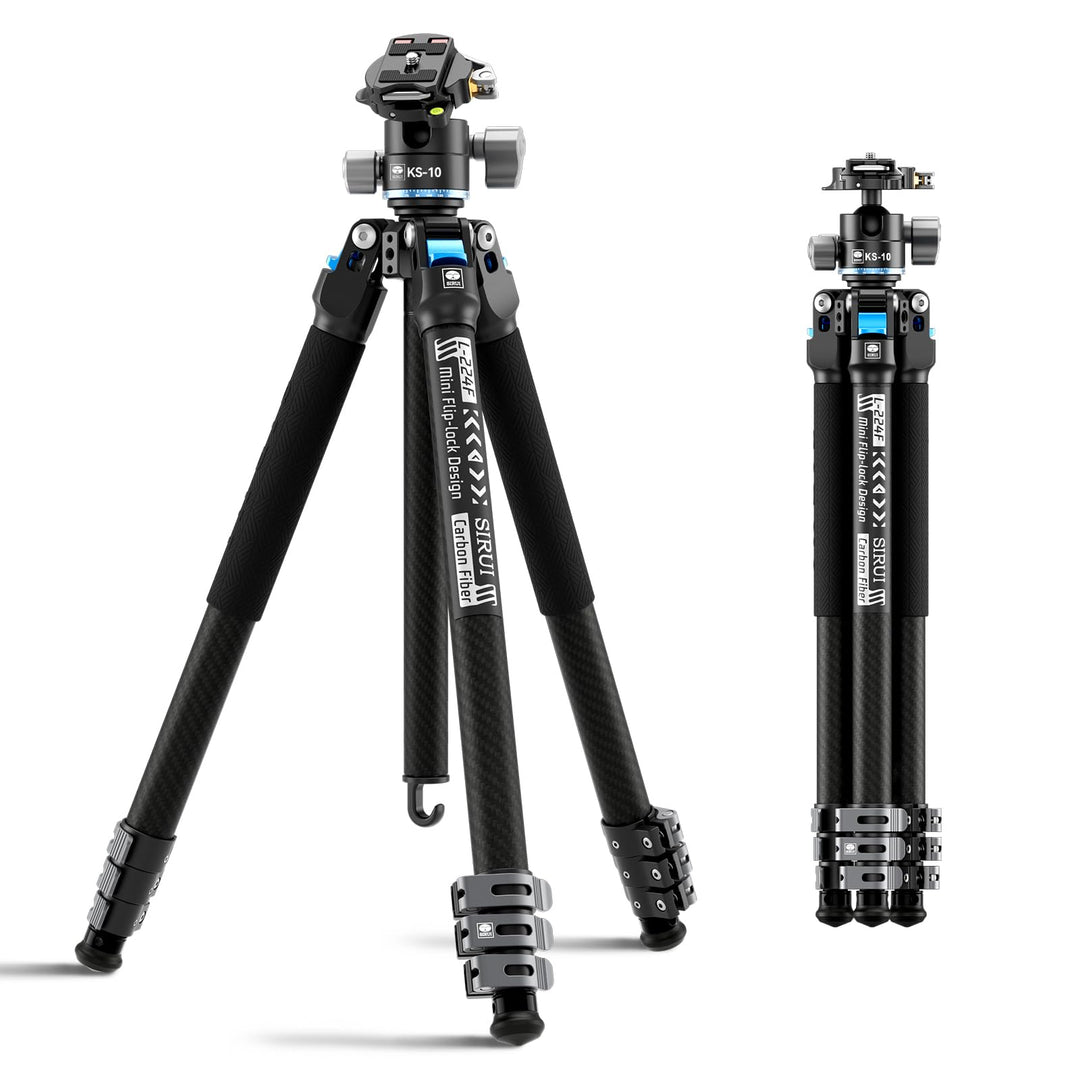 SIRUI L-224FL Carbon Fiber Reise-Stativ mit KS-10 Low-Profile Kugelkopf, Kompaktes Kamerastativ 149