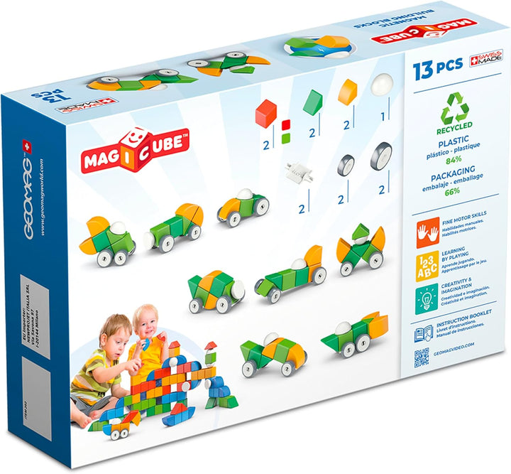 Geomag 202BLME Magnetic dice for Children, Green Yellow, 13 Pieces