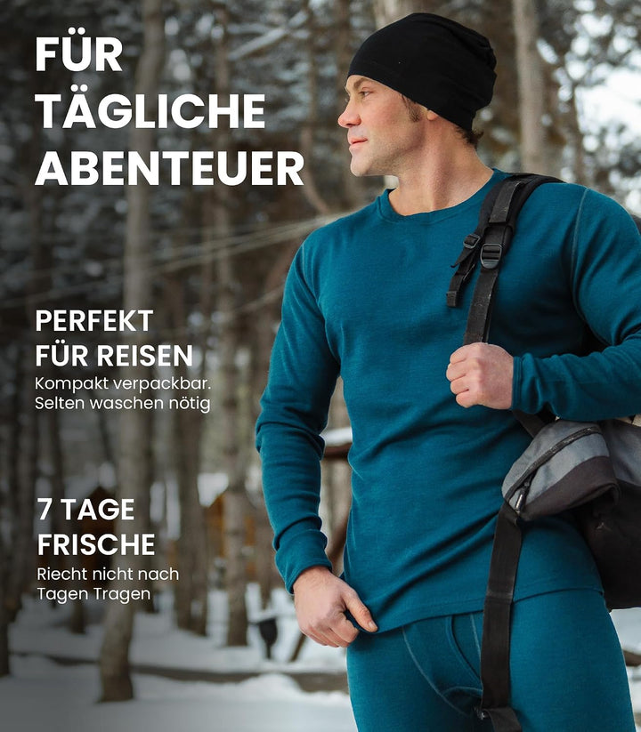 Merino.tech 100% Merino Unterwäsche Herren Set - Leicht, Mittelgewicht, Thermounterwäsche Merinowoll