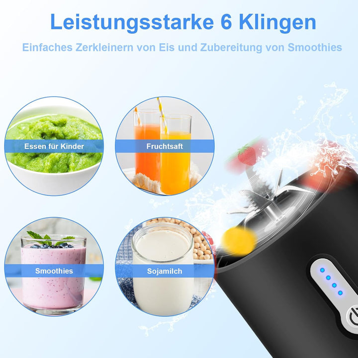 Tragbarer Mixer in persönlicher Grösse - 17 Unzen wiederaufladbarer 6-Blatt-Mixer-Becher | Reisemixe