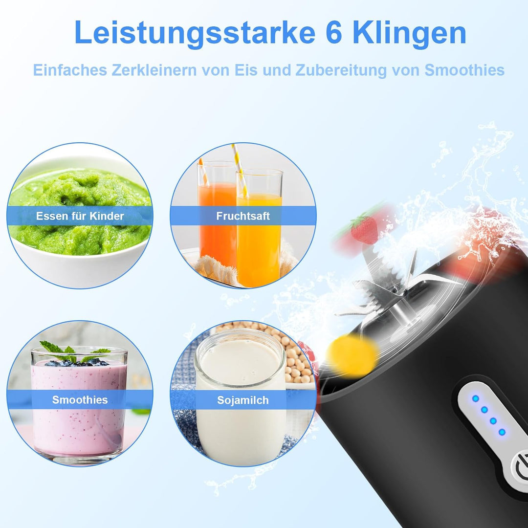 Tragbarer Mixer in persönlicher Grösse - 17 Unzen wiederaufladbarer 6-Blatt-Mixer-Becher | Reisemixe