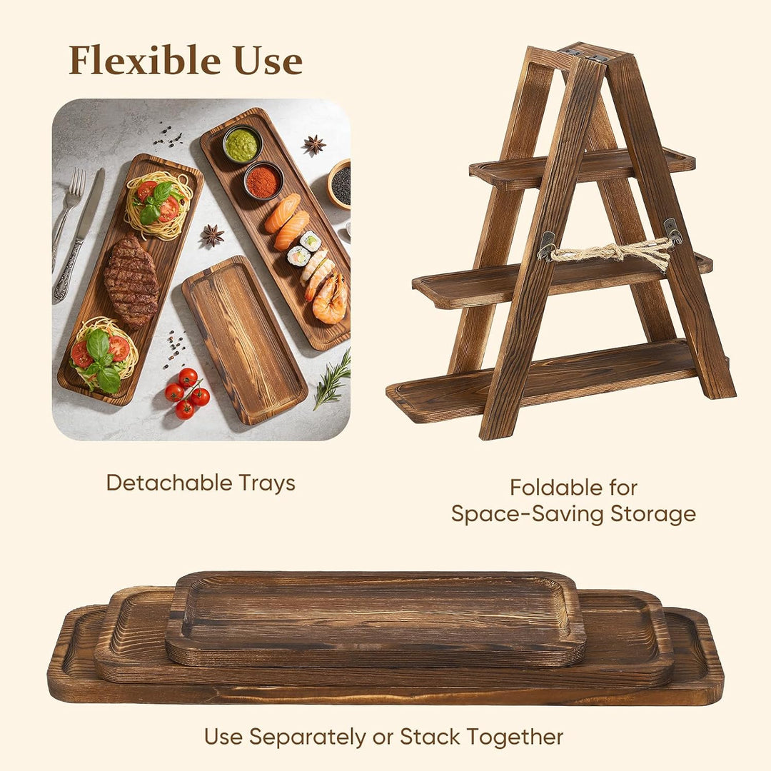 Cupcake-Ständer aus Holz,Etagere 3 Etagen mit 9 Tabletts aus Holz für Lebensmittel,Tortenständer 3 E