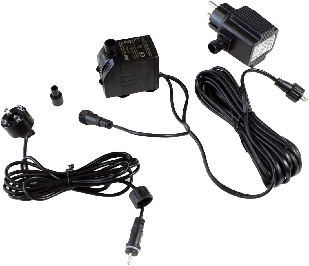 Arnusa Springbrunnenpumpe mit 1x LED Spot Teichpumpe Wasserpumpe Bachlaufpumpe (450 L/H, Kalt-Weiss)