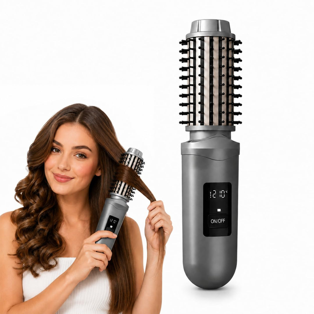Thermobürste, Wiederaufladbar Lonische Lockenbürste für definierte Locken & Wellen, 3 Temperaturstuf