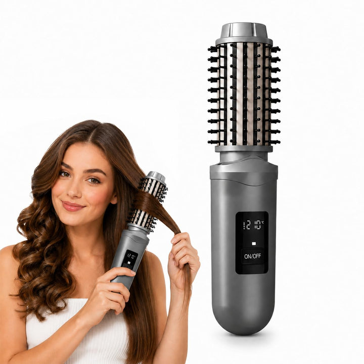Thermobürste, Wiederaufladbar Lonische Lockenbürste für definierte Locken & Wellen, 3 Temperaturstuf