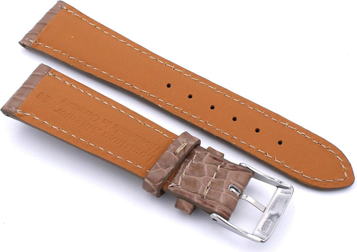 20mm XS Damenlänge Echt Alligator Vintage hangemacht in Deutschland Uhrenarmband Beige
