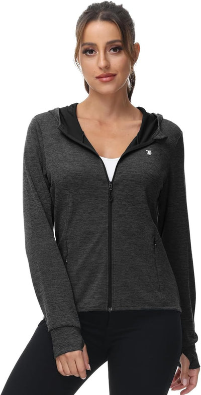 Damen Laufjacke Sportjacke Trainingsjacke Langarm Fitness Yoga Jacke Leicht Atmungsaktive Full Zip S