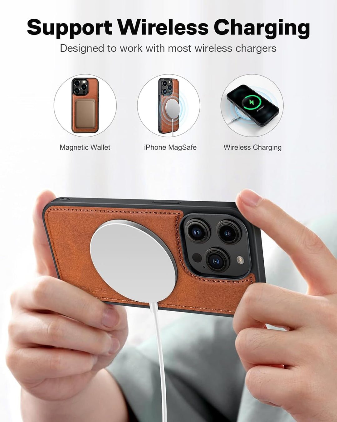 OCASE Kompatibel für iPhone 15 Pro Max Hülle (2in1) Leder Stossfestes Case, Abnehmbare magnetische,