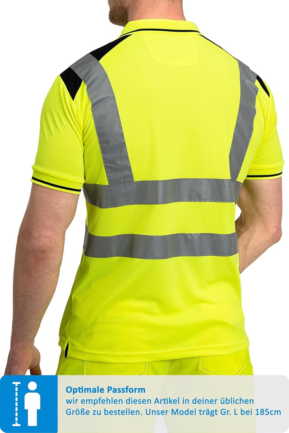 Mivaro Herren Warnschutz Poloshirt, Hohe Sichtbarkeit durch Reflexstreifen EN ISO 20471 Klasse 2 S N