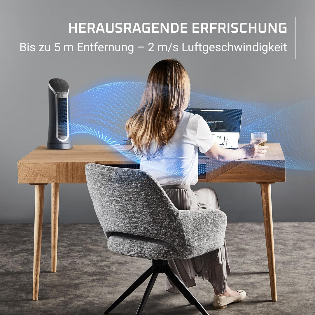 Rowenta Eole Compact Turmventilator, Schwarz, VU6220F0 Turmventilator Tisch - 6 Geschwindigkeitsstuf