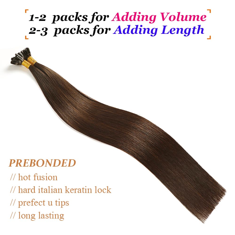 YILITE Bondings Extensions Echthaar 40cm 40g 50 Strähne Remy U Tip Extensions Echthaar Bondings Exte