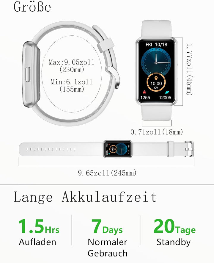 HUAKUA Schrittzähler Uhr (Ohne app und Handy) 1,47 Zoll Touchscreen Einfach Smartwatch Fitness Track
