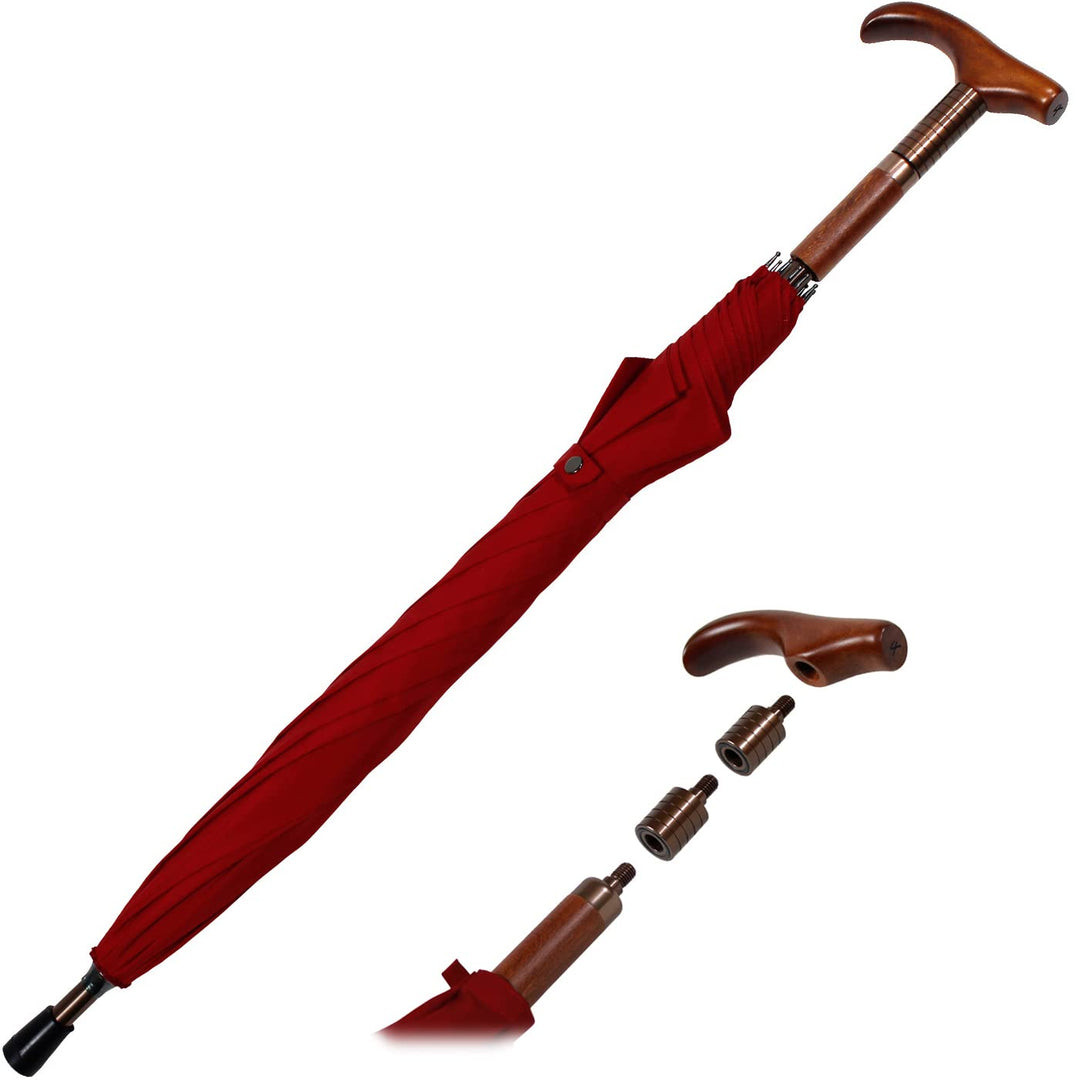 iX-brella Stützschirm höhenverstellbar mit Holzgriff - dunkelrot, Dunkelrot