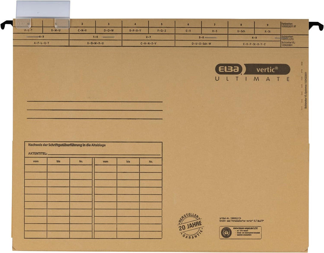 Elba Kredit- Personalhefter A4, aus Karton, 4 Kfm. Heftungen, braun, 5 Stück 5er Pack Kredit- und Pe