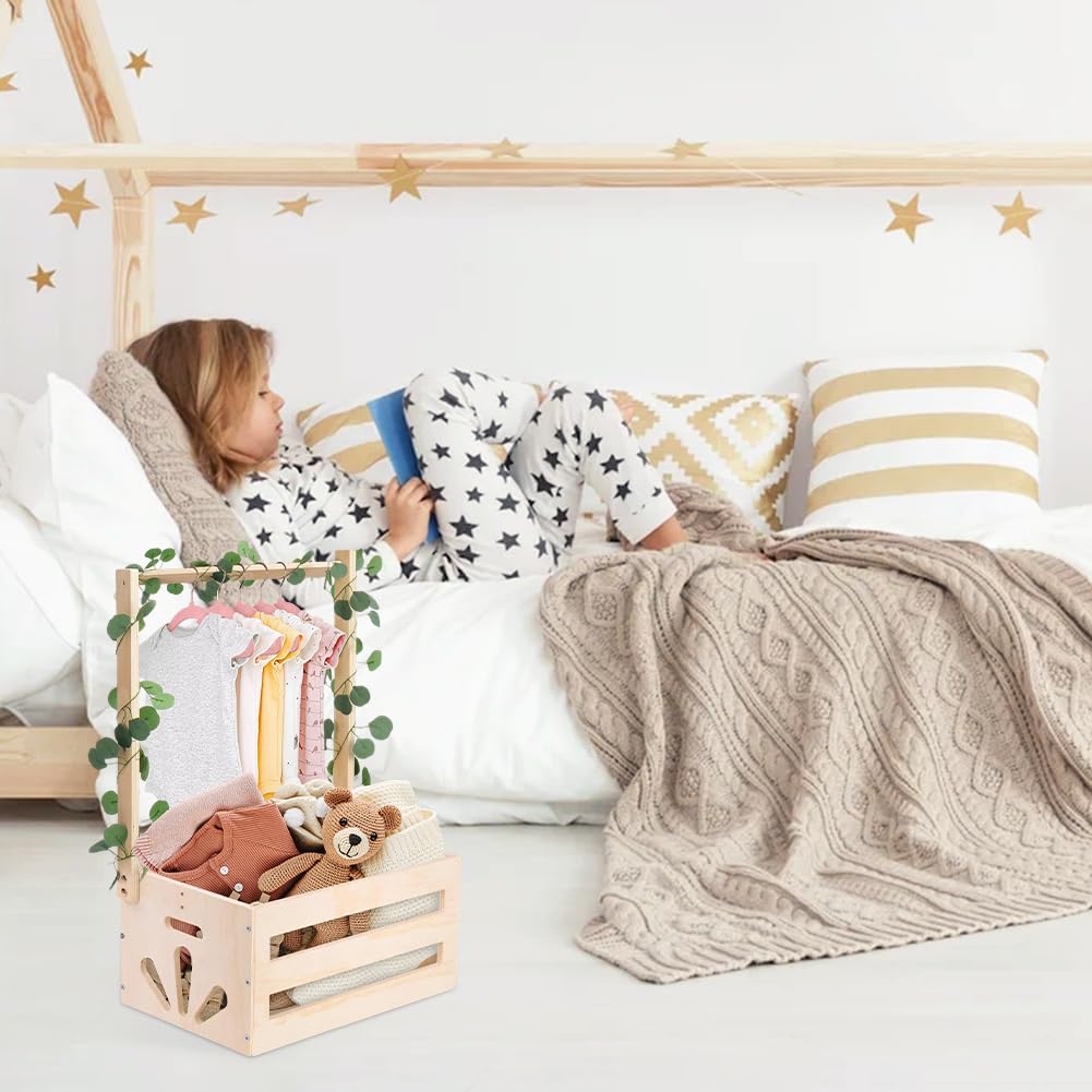 Babykorb mit Griff - Geschenk für Babypartys, Baby Aufbewahrungskorb, Holz Babyparty Schrank Praktis