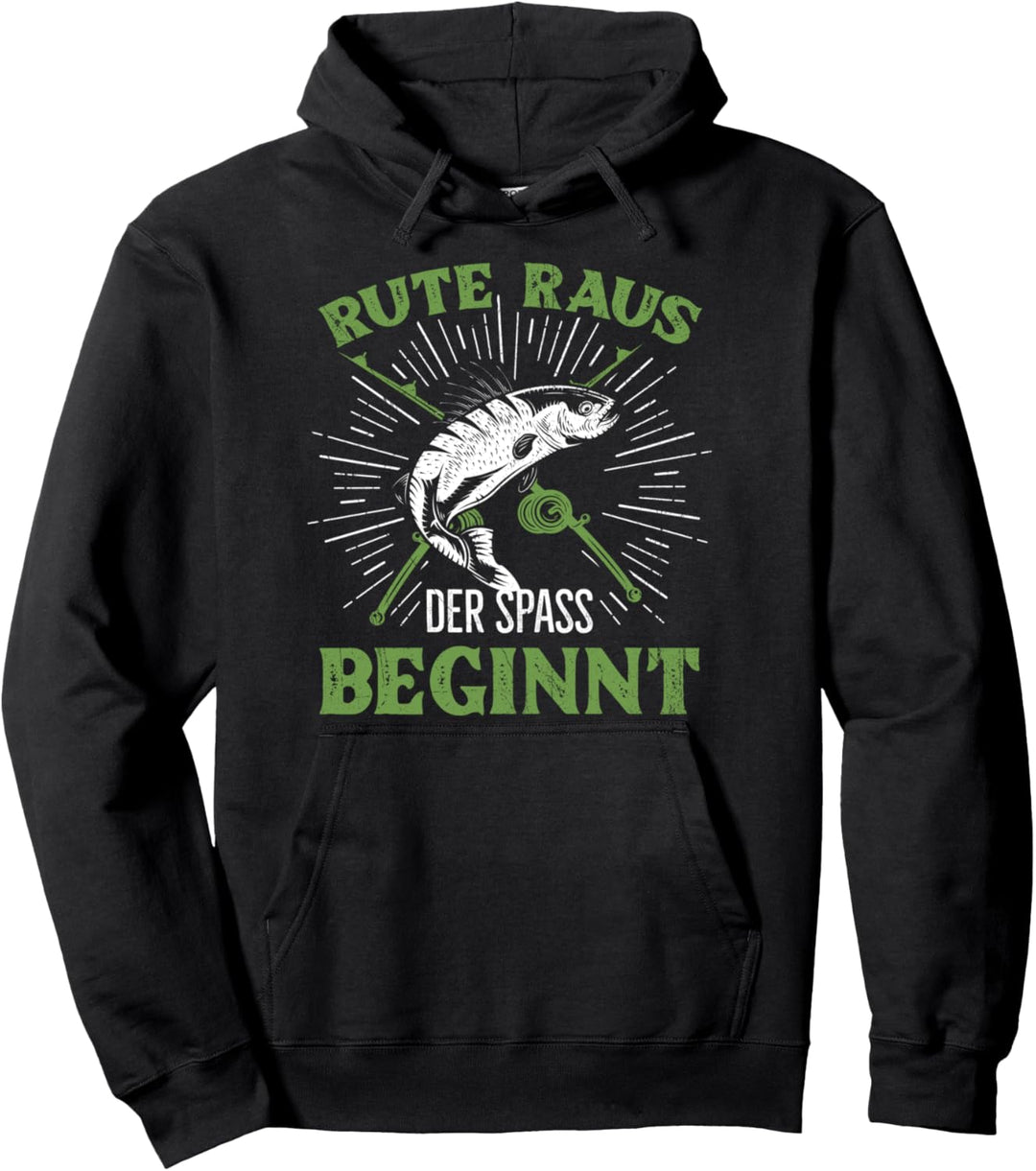 Rute Raus Der Spass Beginnt Angeln Lustiges Angler Spruch Pullover Hoodie