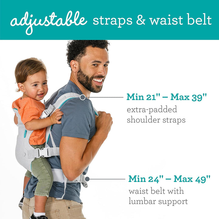 Atmungsaktive, leichte und luftige 4-in-1-Flip-Trage von Infantino mit verstellbarem Hüftgurt und Pl