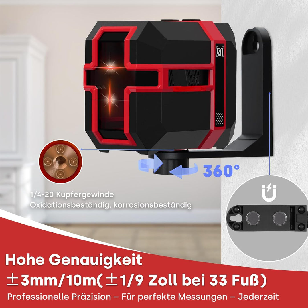 Kreuzlinienlaser 360° Roter 35M Selbstnivellierend Laser Wasserwaage Dual-Lasermodul, Linienlaser 3