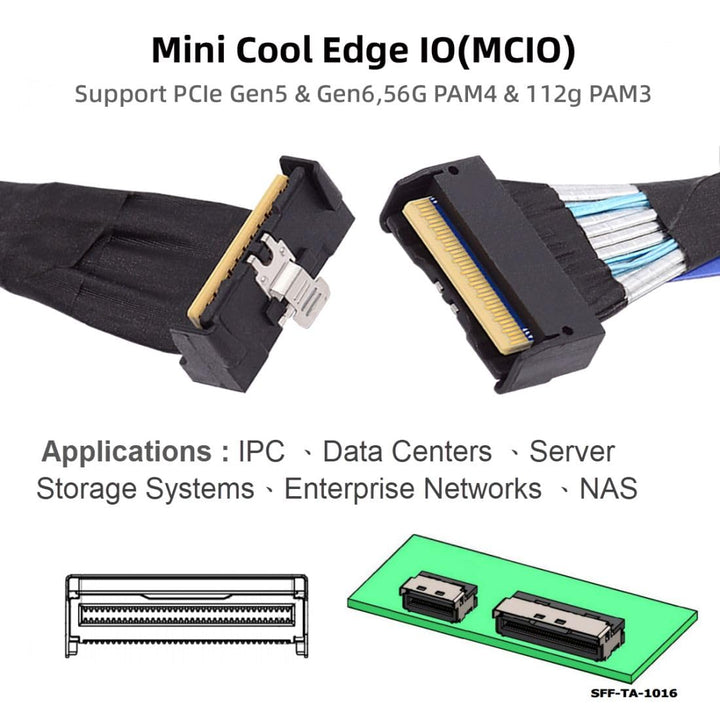 chenyang PCI-E 5.0 MCIO 8i 74Pin Stecker zu Stecker 90 Grad Winkel nach oben SFF-TA-1016 Mini Cool E