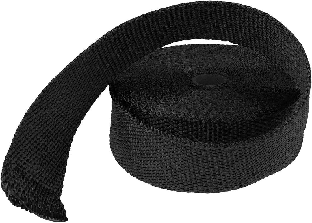 2 Stück Hitzeschutzband Schwarz 15m x 50mm, Basaltfaser Auspuff Hitzeschutzband Motorrad mit 20 Edel