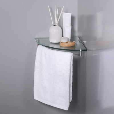 KES Duschablage Glas Eckregal Glasregal 7 mm Hartglas Glasablage für Badezimmer Regal Wandregal Dusc