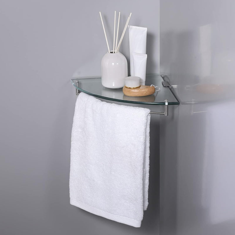KES Duschablage Glas Eckregal Glasregal 7 mm Hartglas Glasablage für Badezimmer Regal Wandregal Dusc