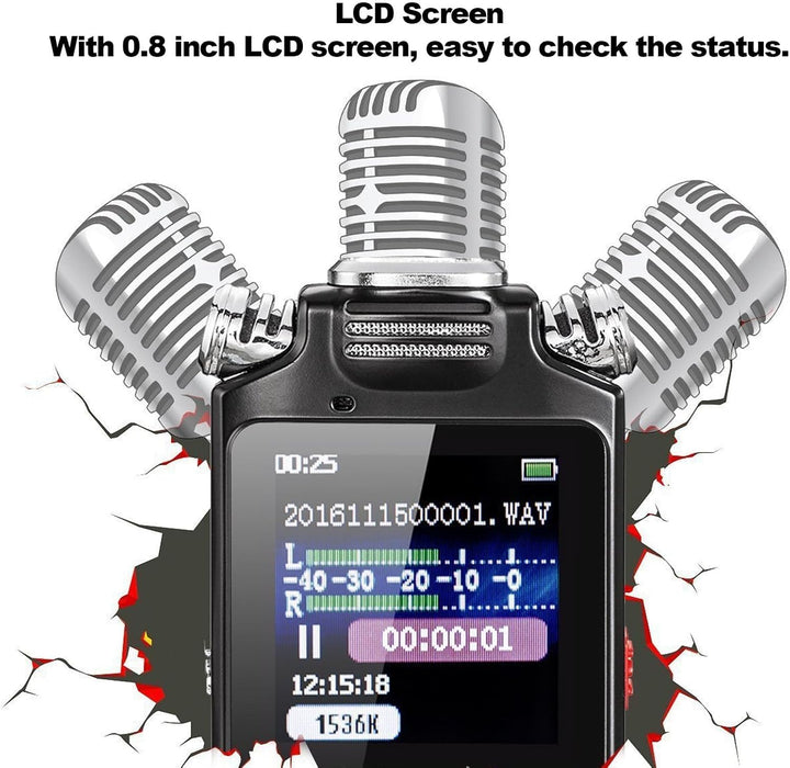 Digitaler Sprachrekorder, Sprachaktivierter Rekorder mit Lautsprecher, 0,8-Zoll-LCD-Bildschirm, Dikt