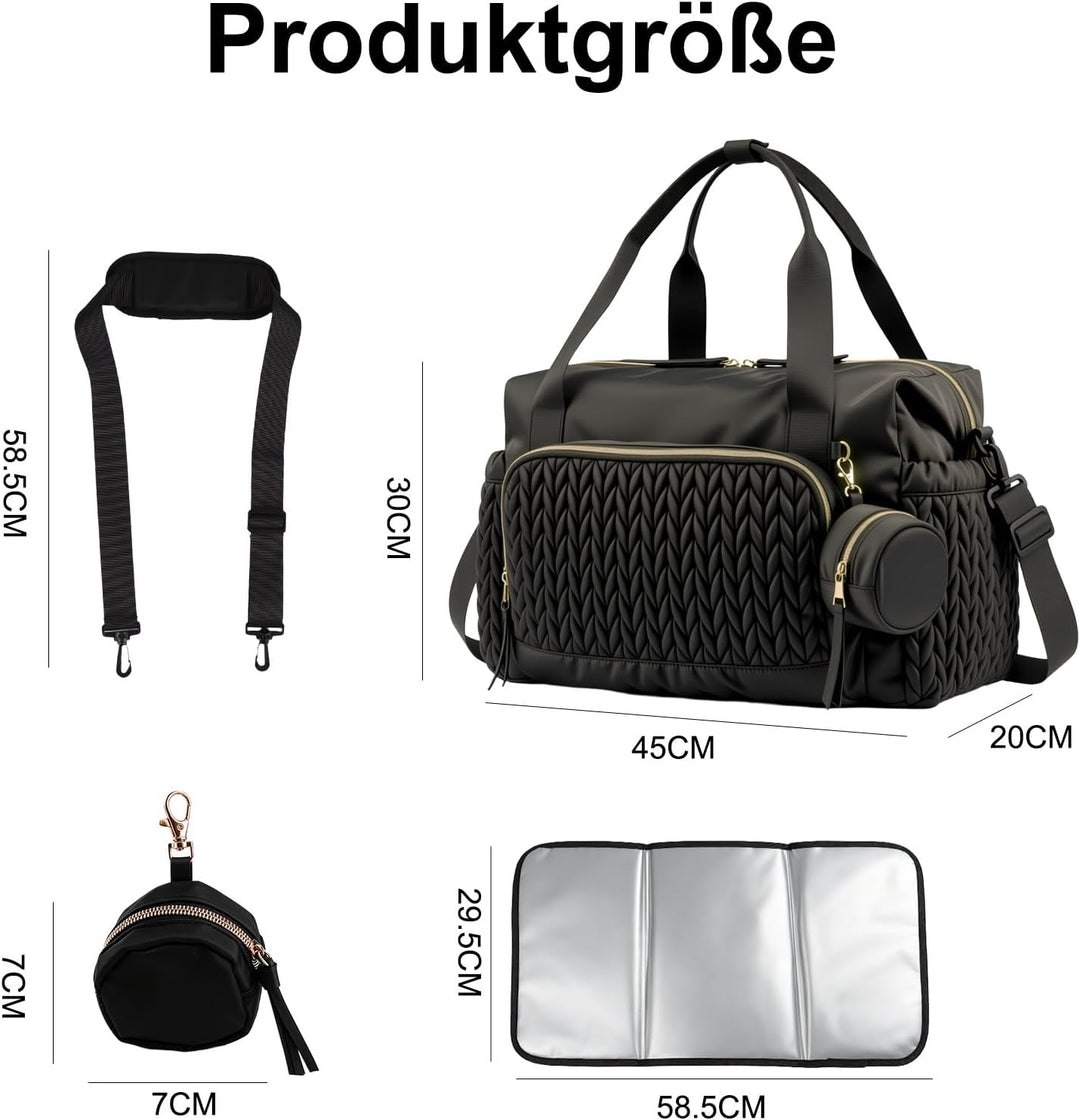 Wickeltasche Gross - Wickeltasche Kinderwagen mit Wickelunterlage, Multifunktionale Bag für Mommy, D