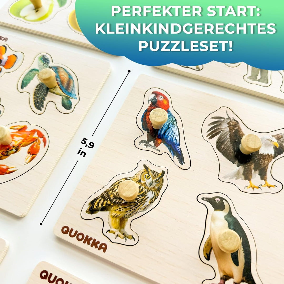 QUOKKA Steckpuzzle Holz ab 1 2 Jahre - 6 Set Spielzeug Puzzle ab 2 3 Jahre - Tiere Lernspiele für Ki