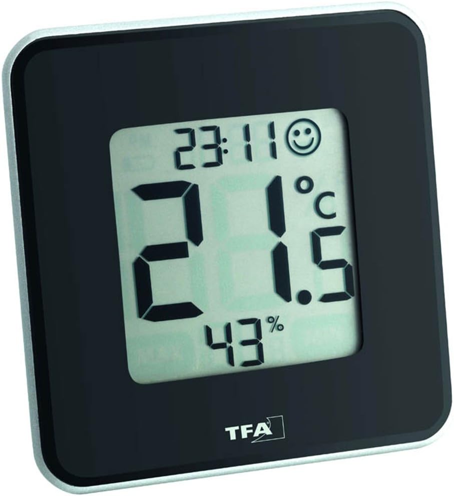 TFA Dostmann Style 30.5021 digitales Thermo-Hygrometer (1 x schwarz + 1 x hellgrau), 1 X Schwarz + 1