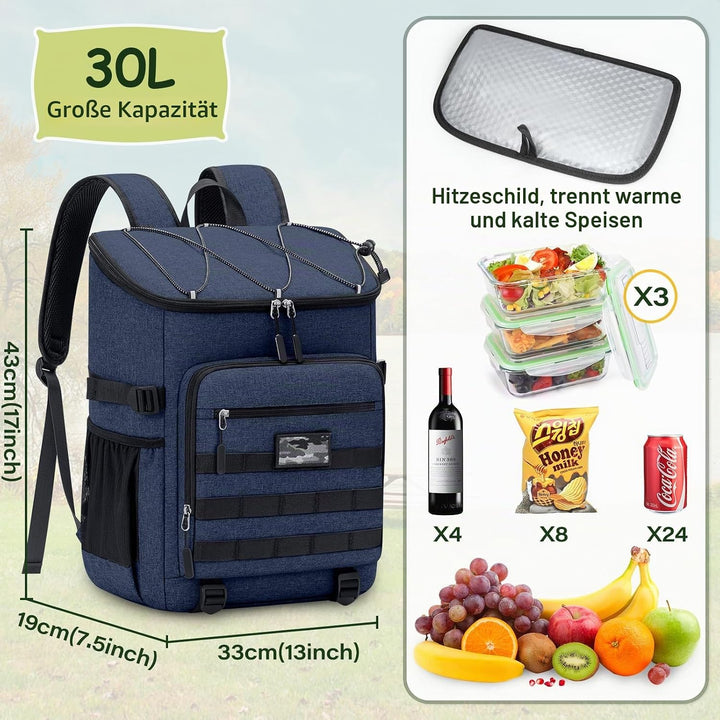 NEWHEY Kühlrucksack 30L Wasserdichtes Isolierter Kühltasche Grosse Kapazität Thermo Picknickrucksack