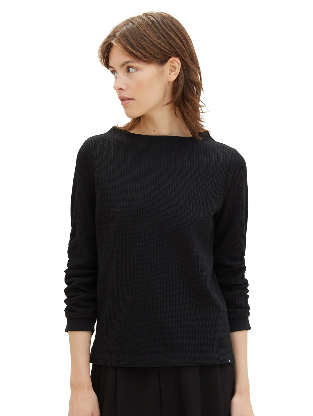Tom Tailor Denim Damen 1034290 Sweatshirt mit Raffarm (1er Pack) S 14482 - Deep Black, S 14482 - Dee