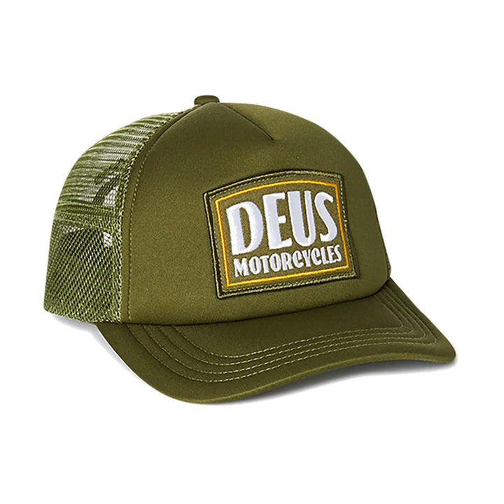 Deus Ex Machina Crimson Trucker Cap mit grünem Schirm, Oliven, One size