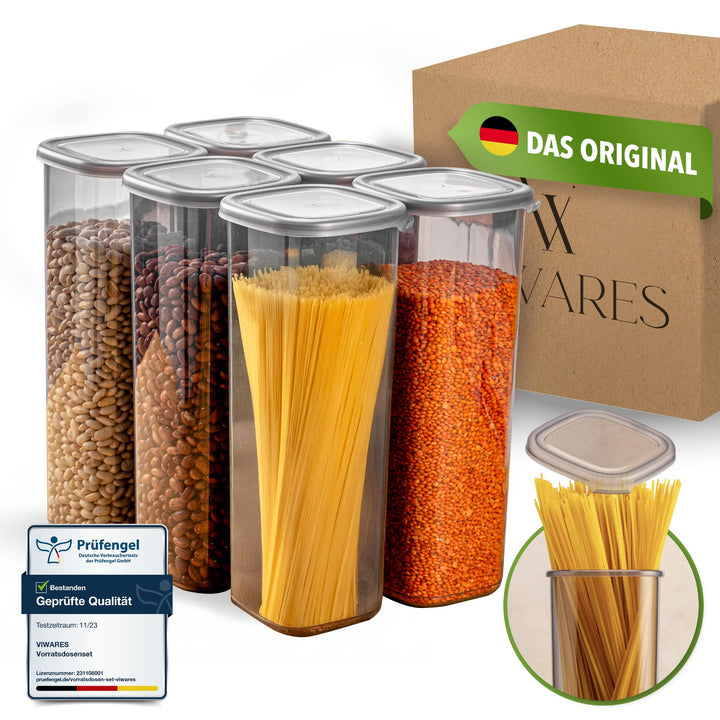 Vorratsdosen mit Deckel Luftdicht, 6er Vorratsbehälter Set BPA-Frei, Vorratsdose zur Müsli Mehl Aufb