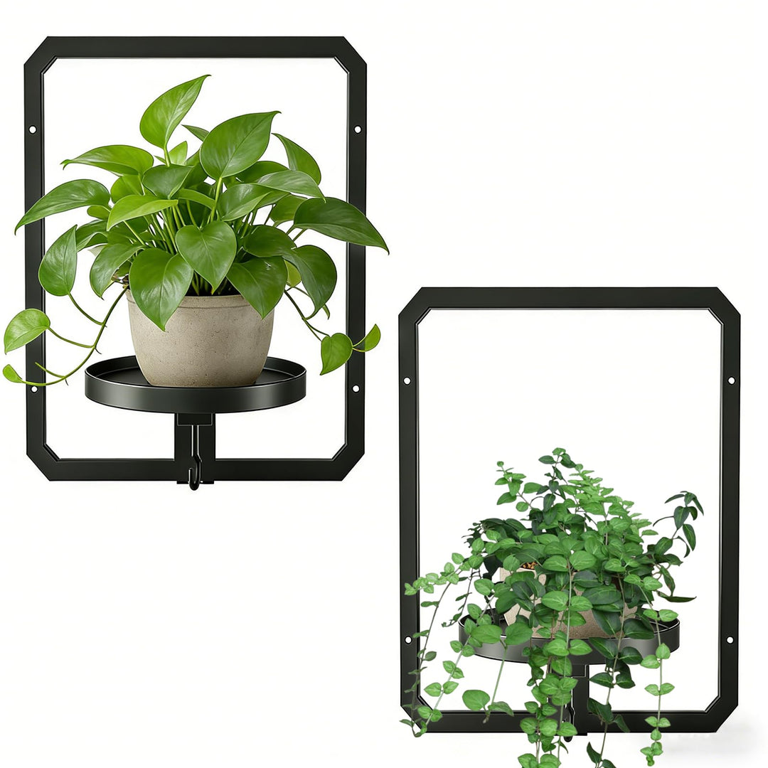 2 Stücke Metall Pflanzregal Schwarz Hängende Blumentöpfe Wandbehang Regal Wand für Blumen Pflanzen G