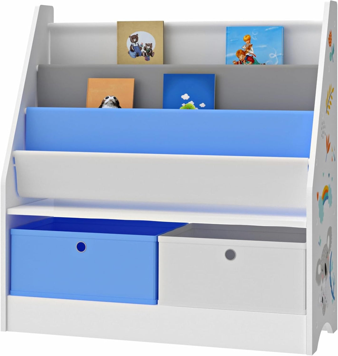 [en.casa] Kinderregal Neda Bücherregal für Kinder mit 3 Ablagefächern Koala-Motiv Spielzeug Aufbewah